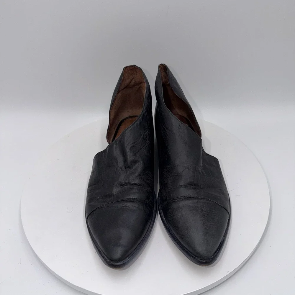 Free People Black Leather Royale D'Orsay Pointed Toe Flats Women Sz 38EU/7.5M US